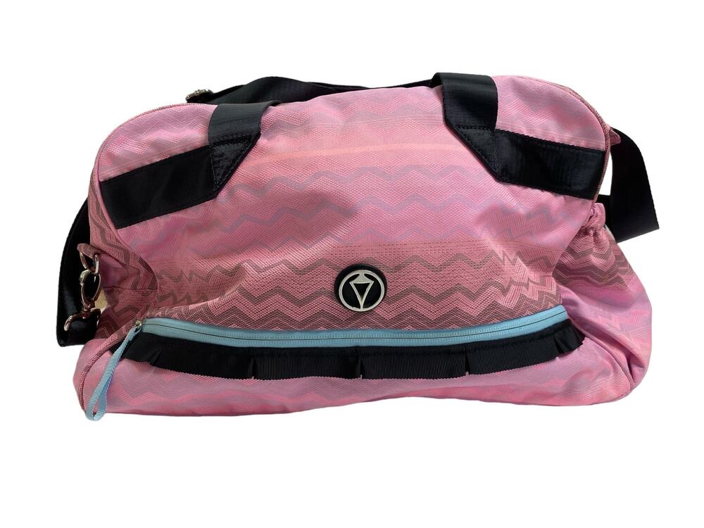 IVIVVA Lululemon In The Game Duffle Gym Bag in Pink Chevron Gymnastics Tennis